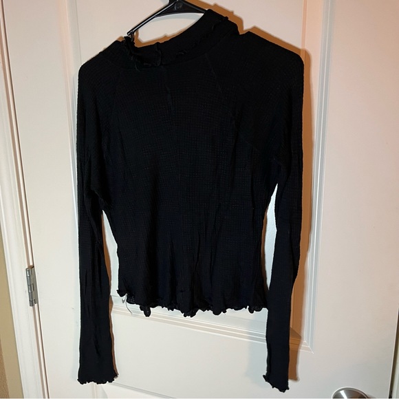 Free People Lettuce Trim Mock Neck Long Sleeve Top - Picture 5 of 5